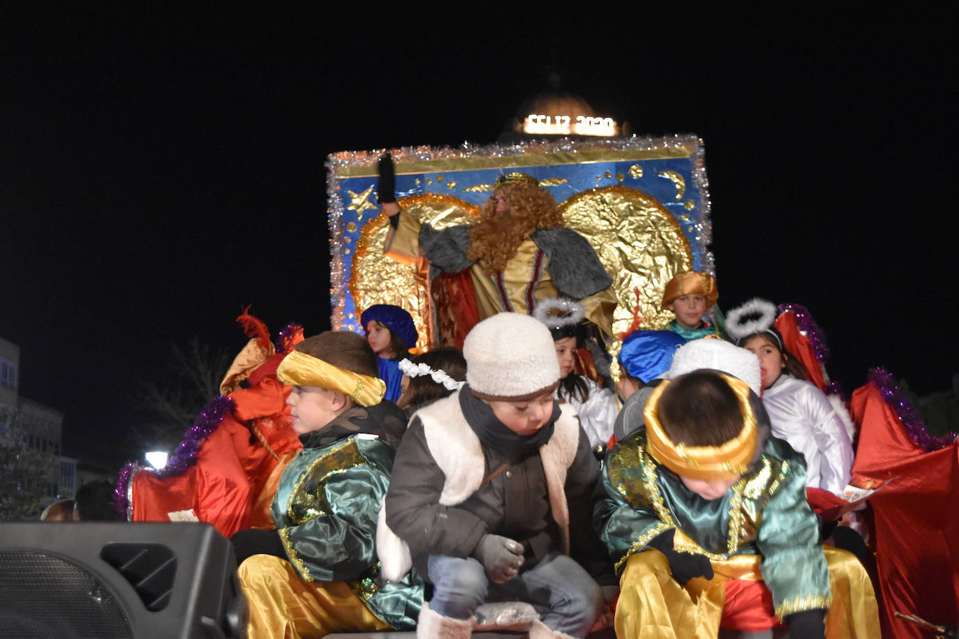 Los Reyes Magos en la cabalgata de aguilar.