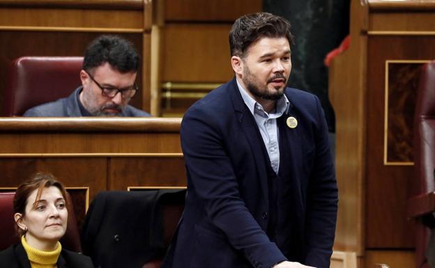 En portavoz de ERC, Gabriel Rufián, en la sesión de investidura.