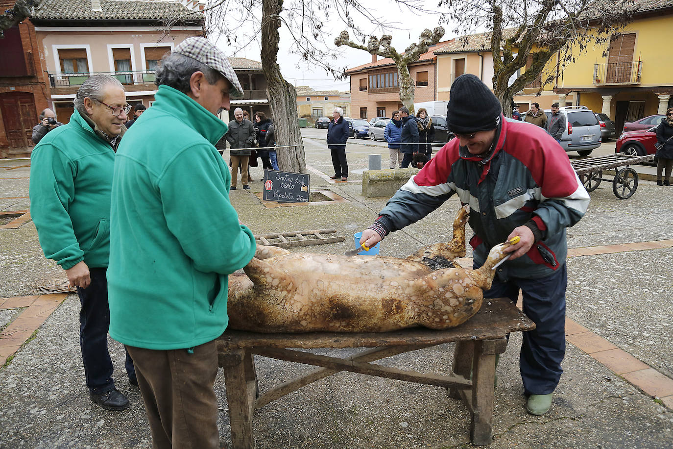 La matanza y reparto de jijas y morcilla en Becerril.