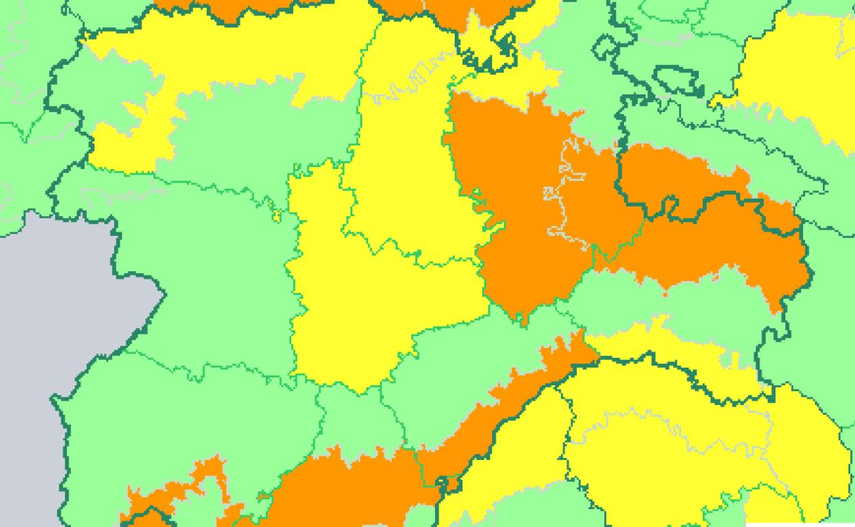 Mapa de alertas para este domingo en Castilla y León. 