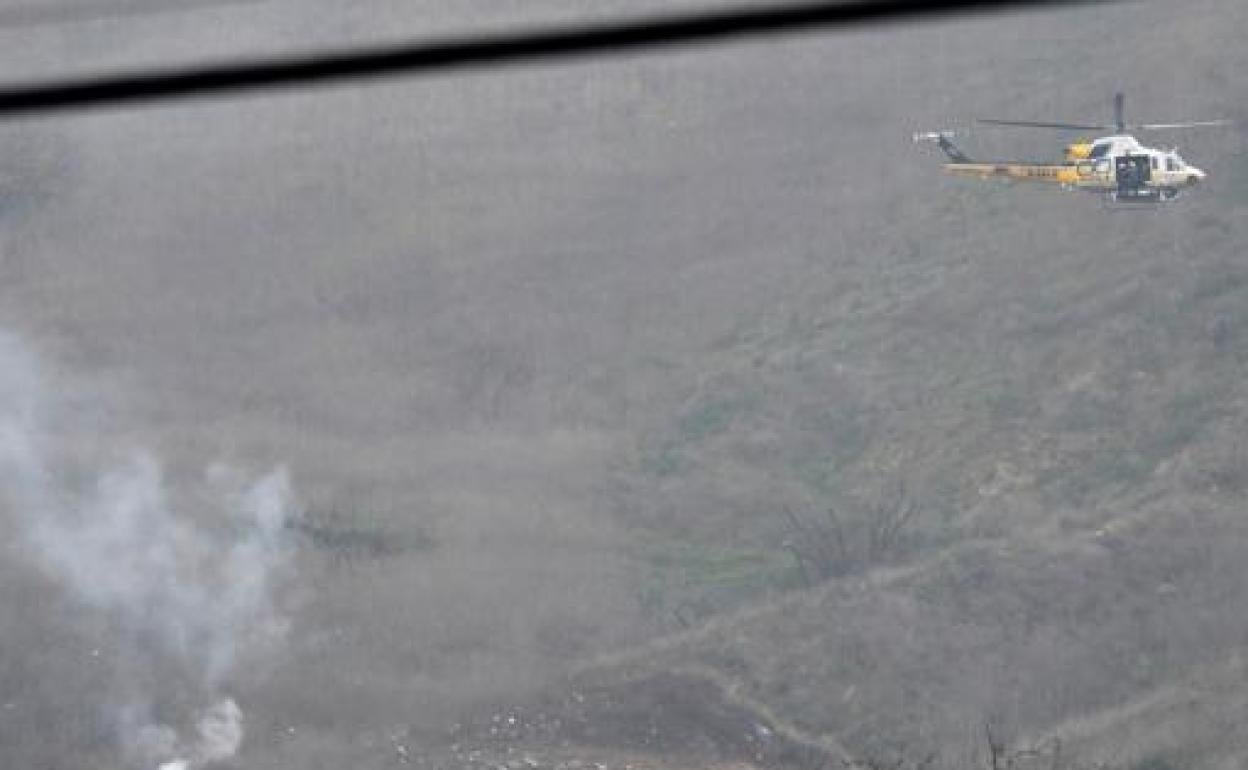 Imagen de la zona en la que se estrelló el helicóptero de Kobe Bryant. 