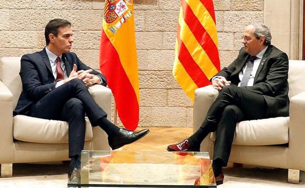 Pedro Sánchez y Quim Torra, en la Generalidad.