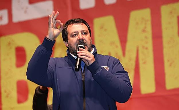 Matteo Salvini en un mitin. 