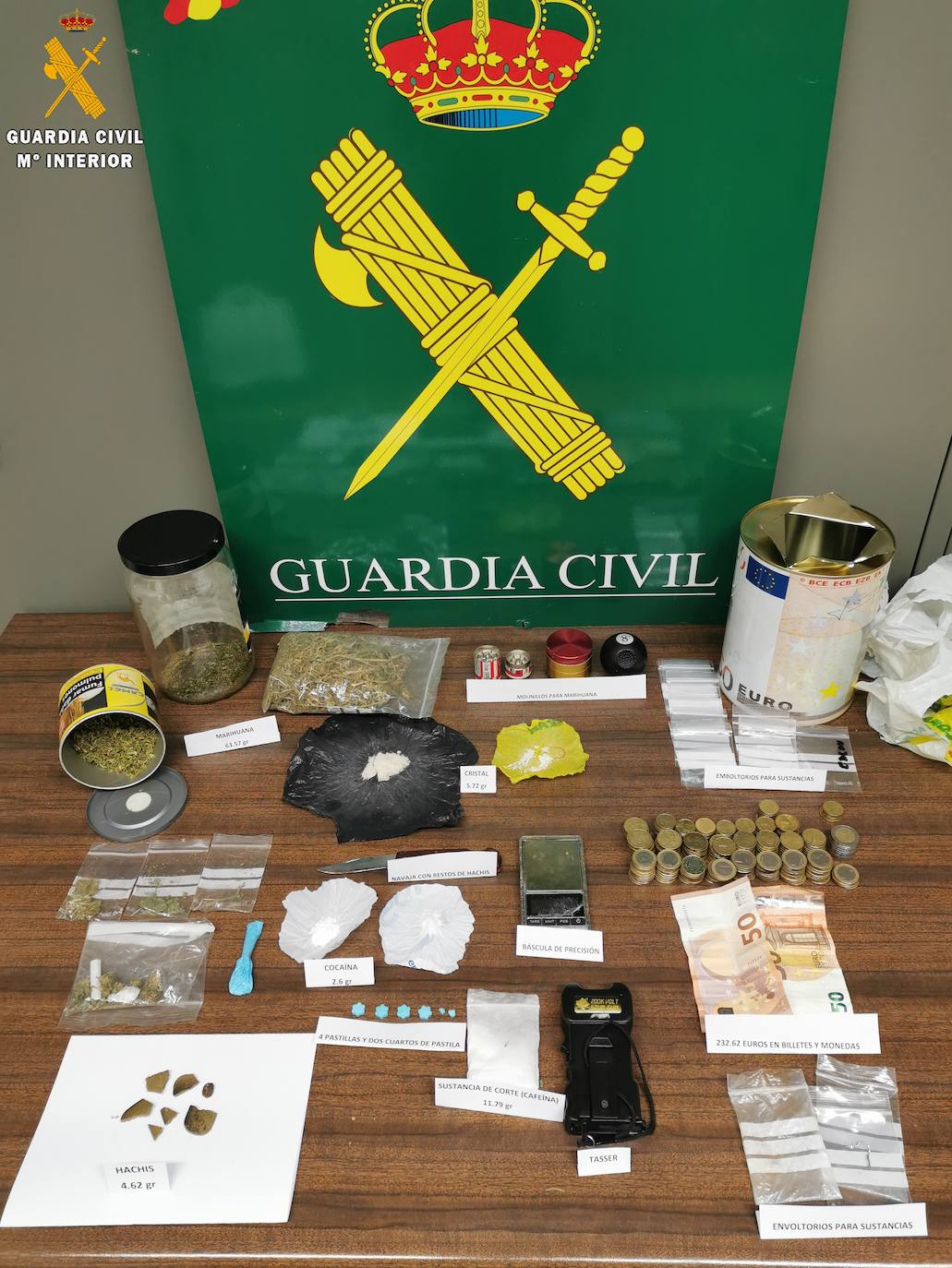 Sustancias aprehendidas por la Guardia Civil de Palencia.