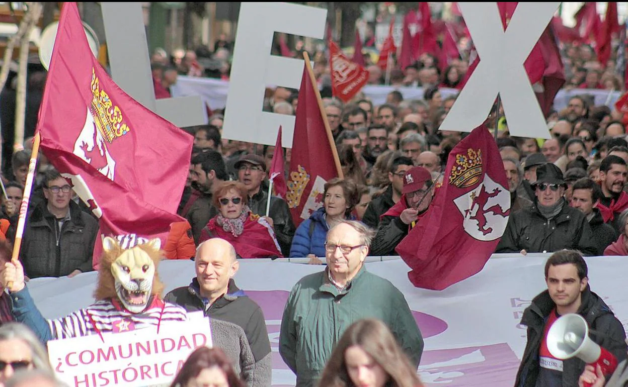 Imagen de la manifestación de este domingo en León capital.