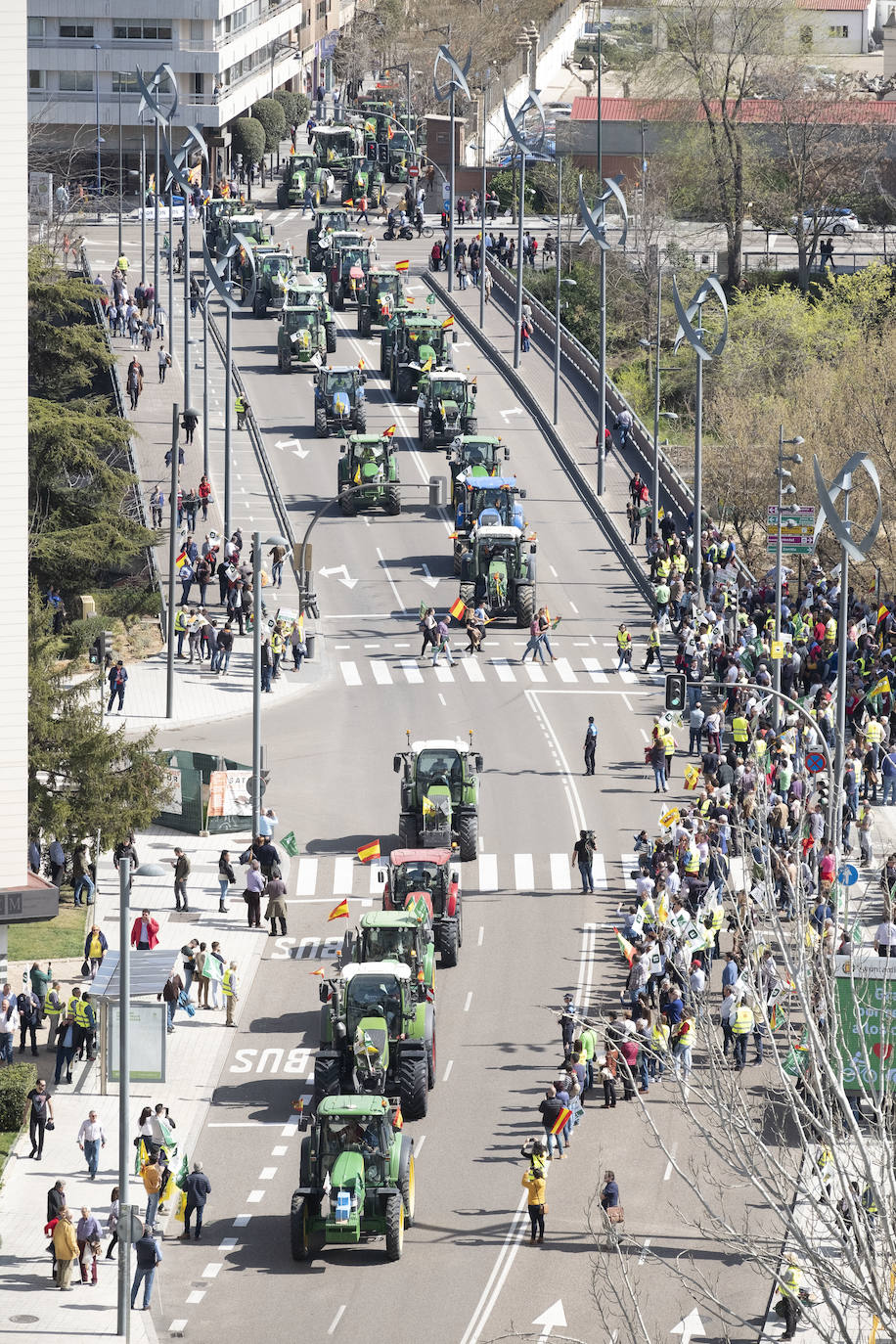 Las organizaciones agrarias UCCL, Asaja y COAG lograron concitar un millar de tractores y un millar de personas, de acuerdo a fuentes policiales, a su paso entre bocinazos por las calles de Valladolid, desde Colón hasta la Cúpula del Milenio, lo cual supuso un 'sorpasso' a sus previsiones (entre 200 y 400) y un «éxito absoluto» para que la sociedad visibilizara, y sobre todo oyera, el problema que tiene el campo.