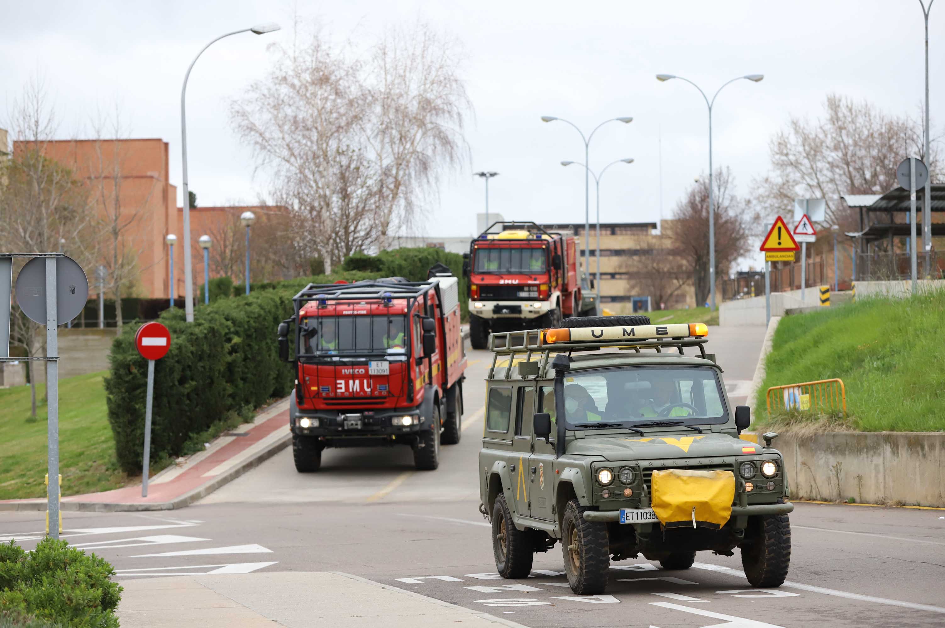 Intervención de la UME en el complejo hospitalario de Salamanca.
