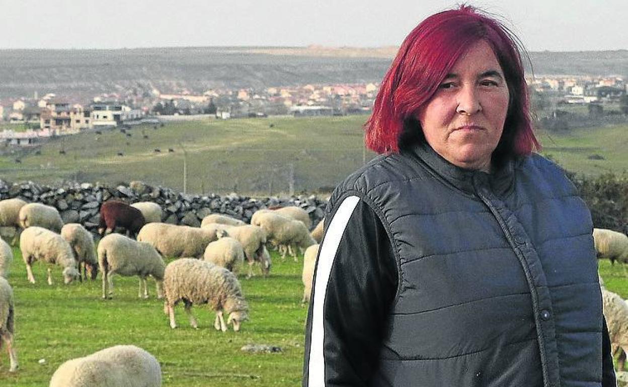 Esther Peñalva, con sus ovejas. 