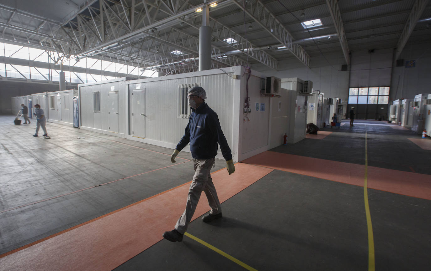 Instalaciones sanitarias habilitadas en el recinto de la Feria de Valladolid para atender a pacientes del coronavirus. 