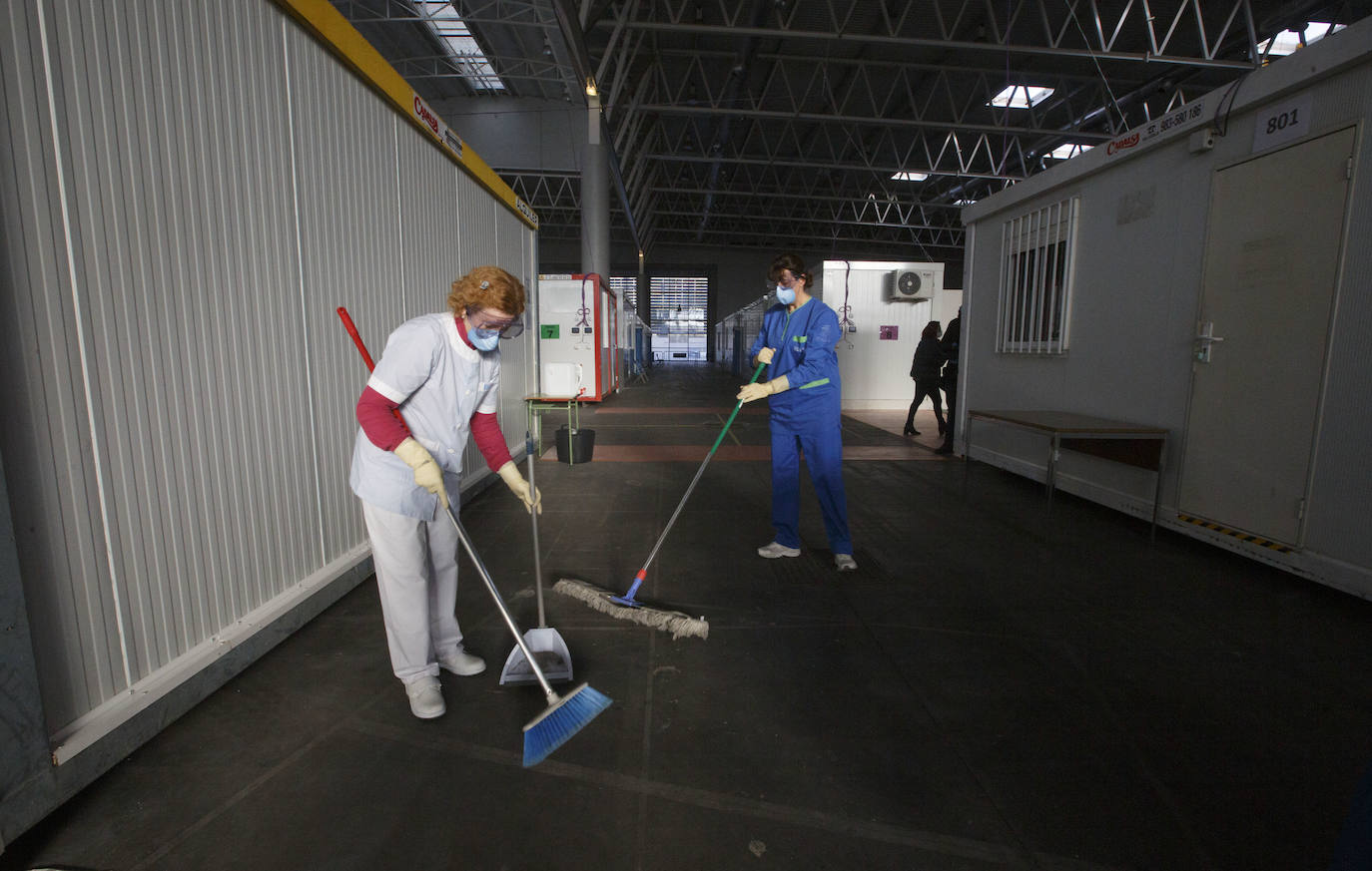 Instalaciones sanitarias habilitadas en el recinto de la Feria de Valladolid para atender a pacientes del coronavirus. 