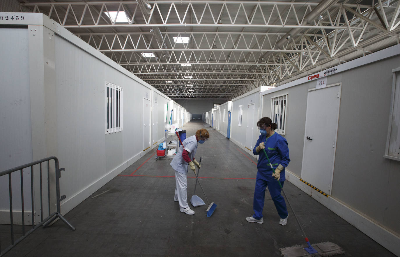 Instalaciones sanitarias habilitadas en el recinto de la Feria de Valladolid para atender a pacientes del coronavirus. 