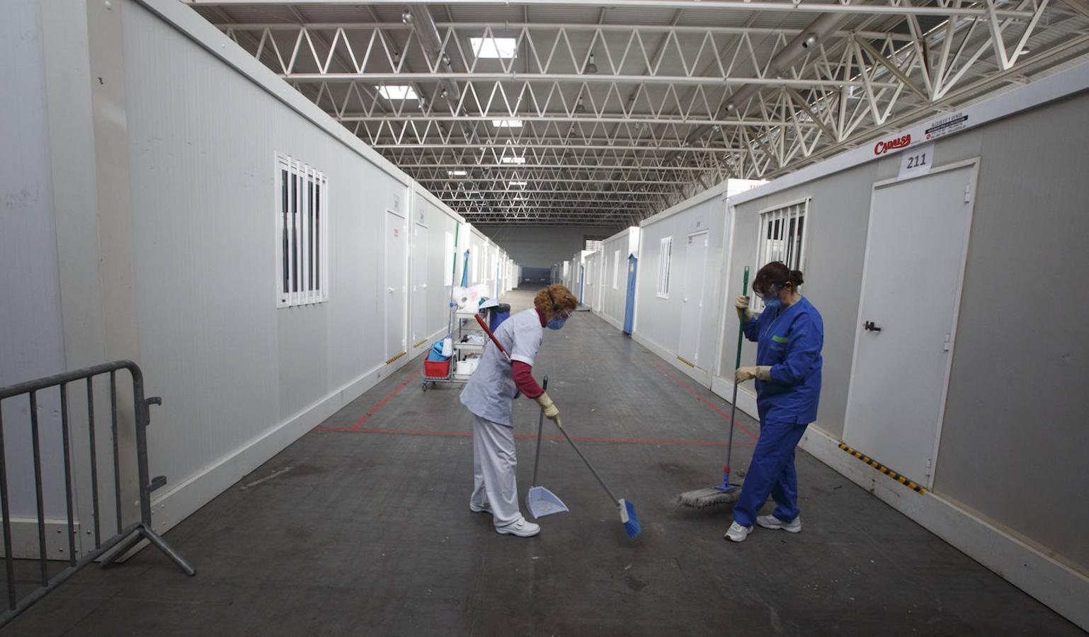 Instalaciones sanitarias habilitadas en el recinto de la Feria de Valladolid para atender a pacientes del coronavirus. 