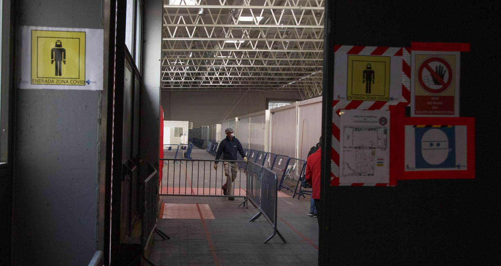 Instalaciones sanitarias habilitadas en el recinto de la Feria de Valladolid para atender a pacientes del coronavirus. 