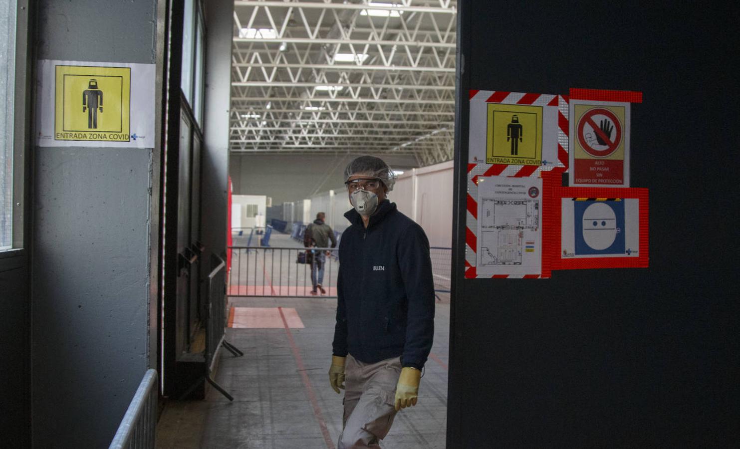 Instalaciones sanitarias habilitadas en el recinto de la Feria de Valladolid para atender a pacientes del coronavirus. 