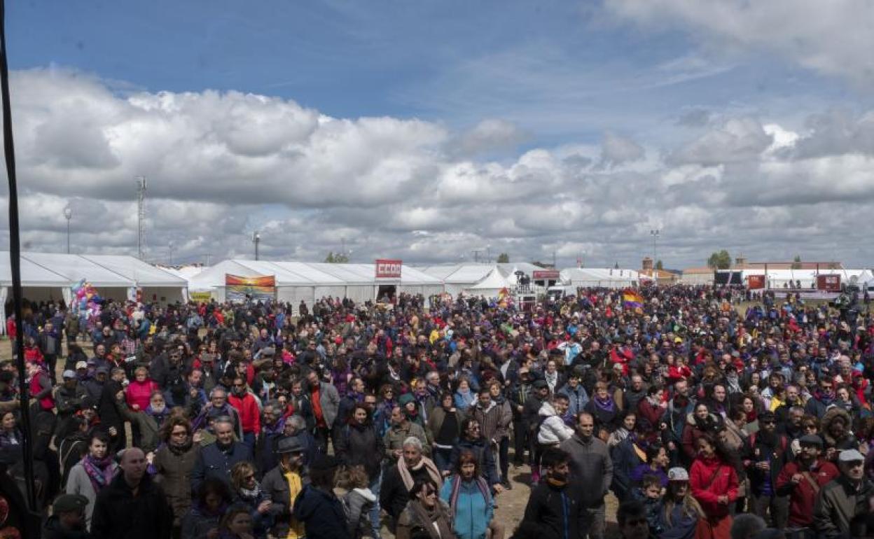 Aspecto de la campa de Villalar de los Comuneros el pasado 23 de abril.