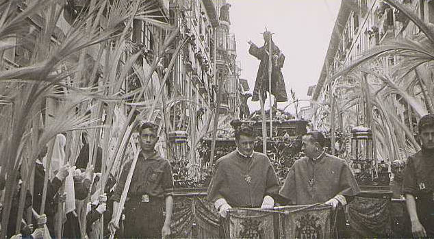 Procesión de la Borriquilla en Valladolid en la década de los setenta. 