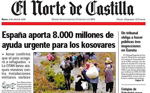 Portada de El Norte en su edición del 6 de abril de 1999.