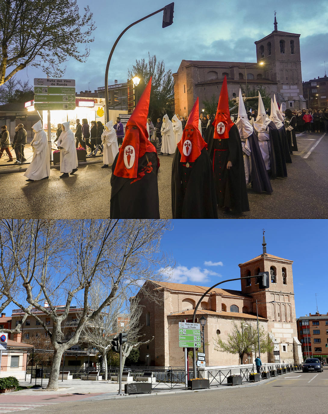 Salida de El cristo de Santa Clara de la cofradía del Descendimiento en la Iglesia de San Miguel de Medina del Campo.