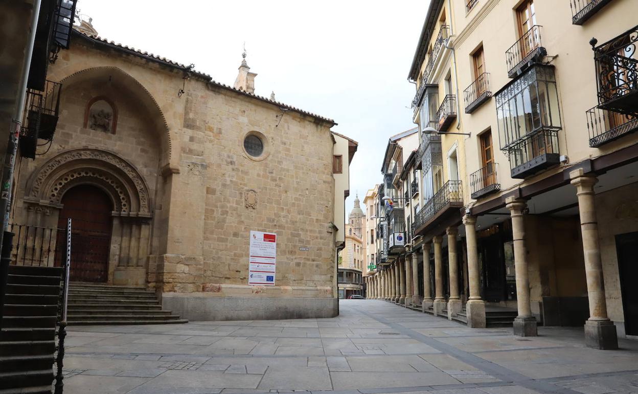 Plaza del Corrillo de Salamanca, totalmente vacía. 