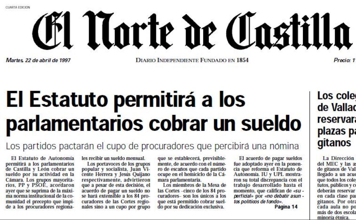 Portada de El Norte del 22 de abril de 1997.