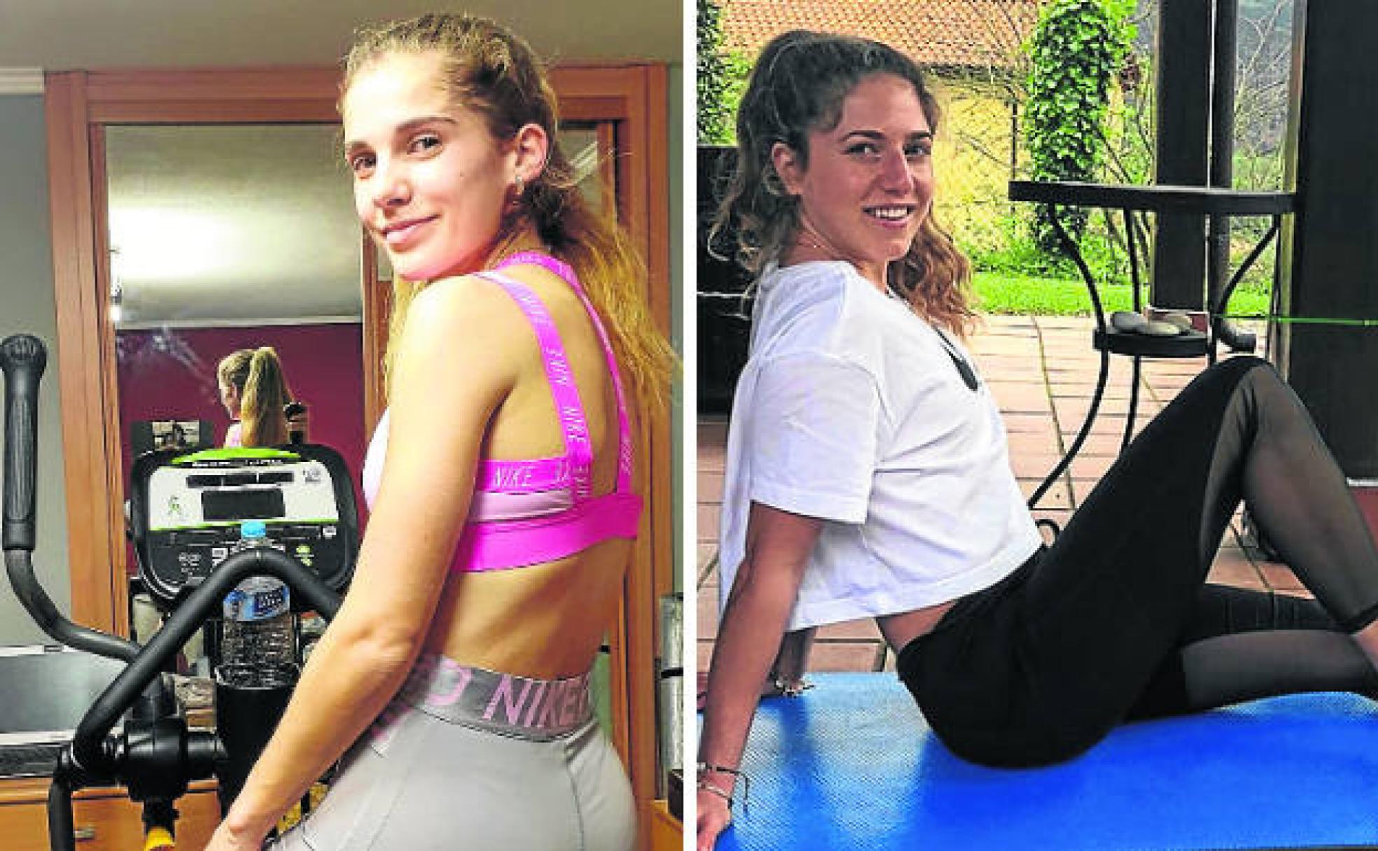 Marta García y Carla Gallardo, en sus entrenamientos en casa.