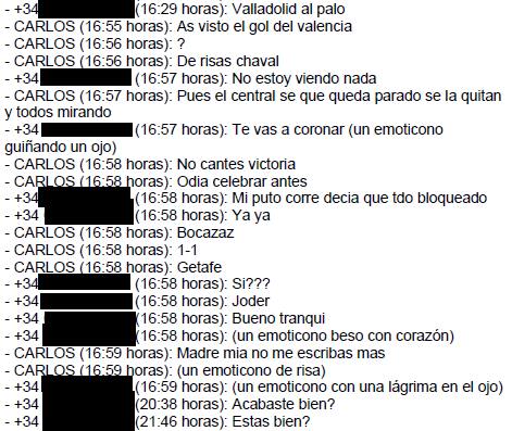 Aranda y su amigo hablan en directo, en una conversación incluida en el auto del juez de instrucción del caso Oikos, sobre los partidos en los que supuestamente han apostado.