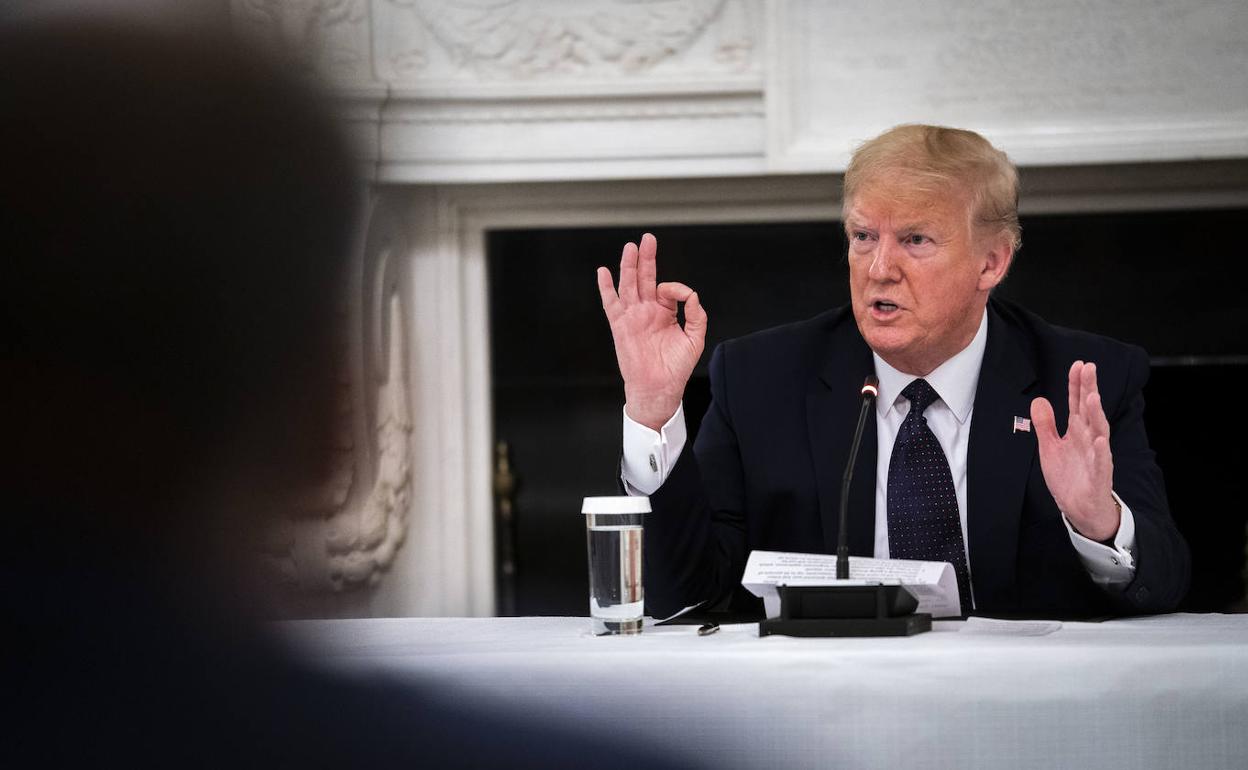 Donald Trump, en la conferencia de prensa en la que habló de su ingesta de hidroxicloroquina a modo preventivo. 