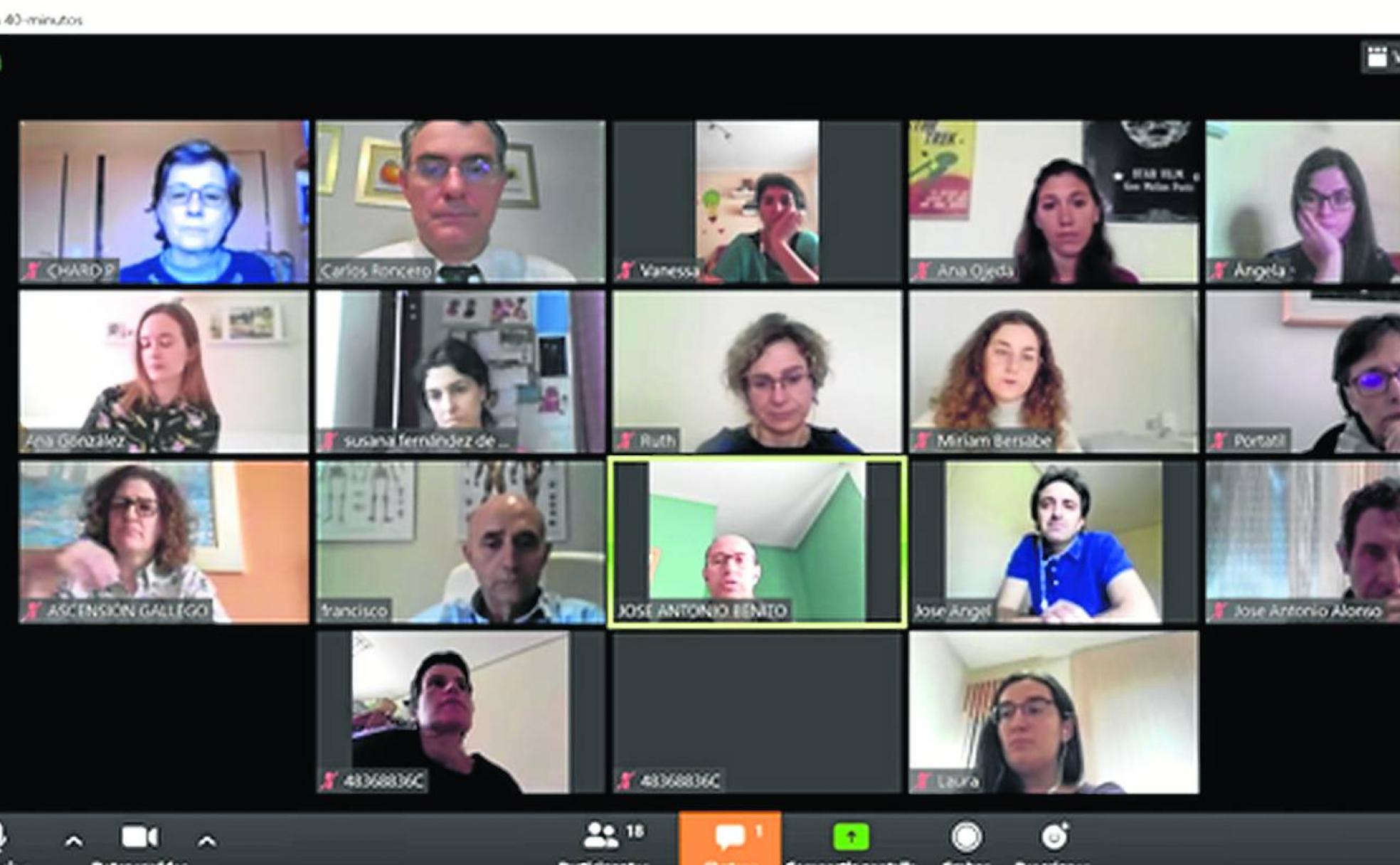 Equipo de interconsulta de Psiquiatría y Salud Mental durante una videoreunion. 