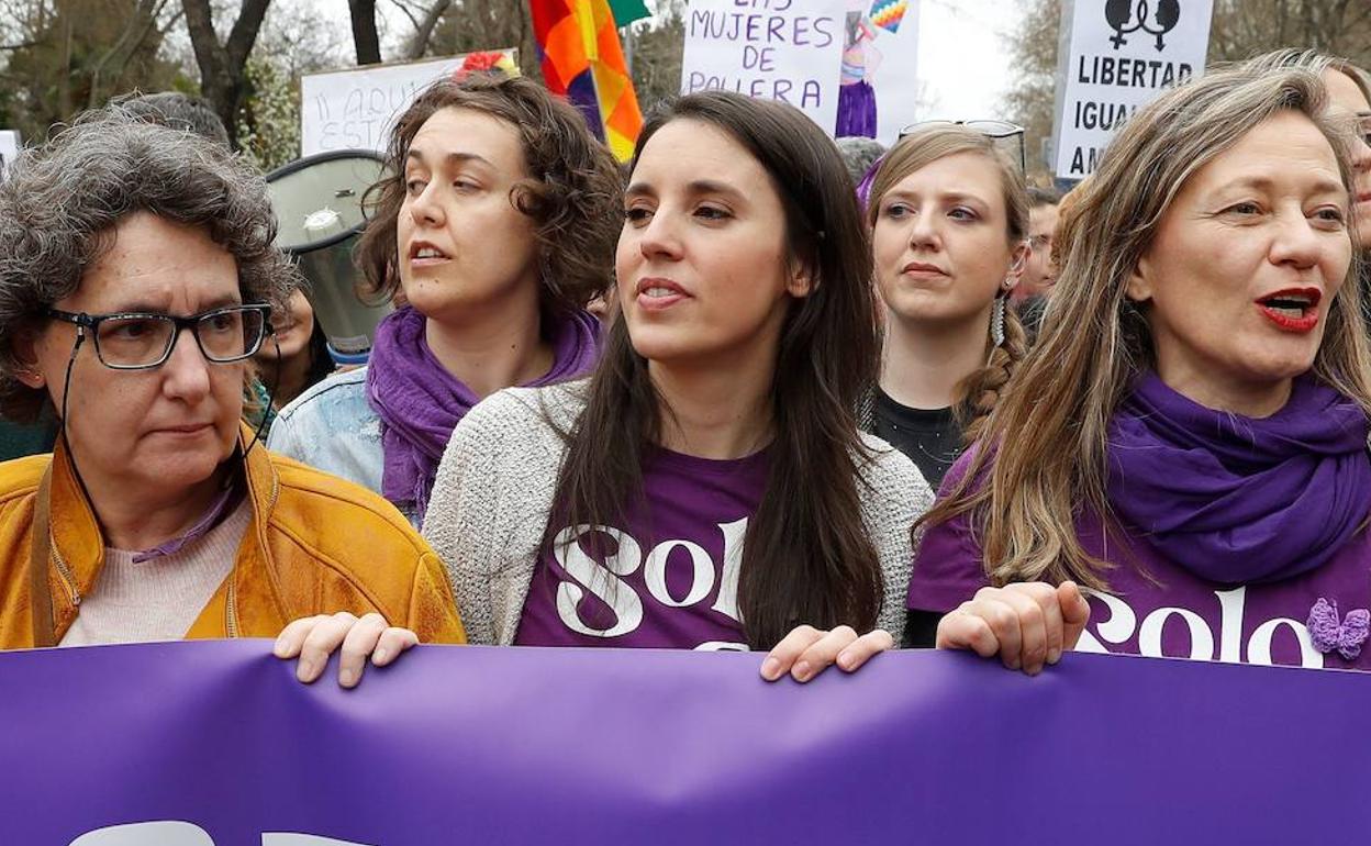 Irene Montero, durante la manifestación del 8M.