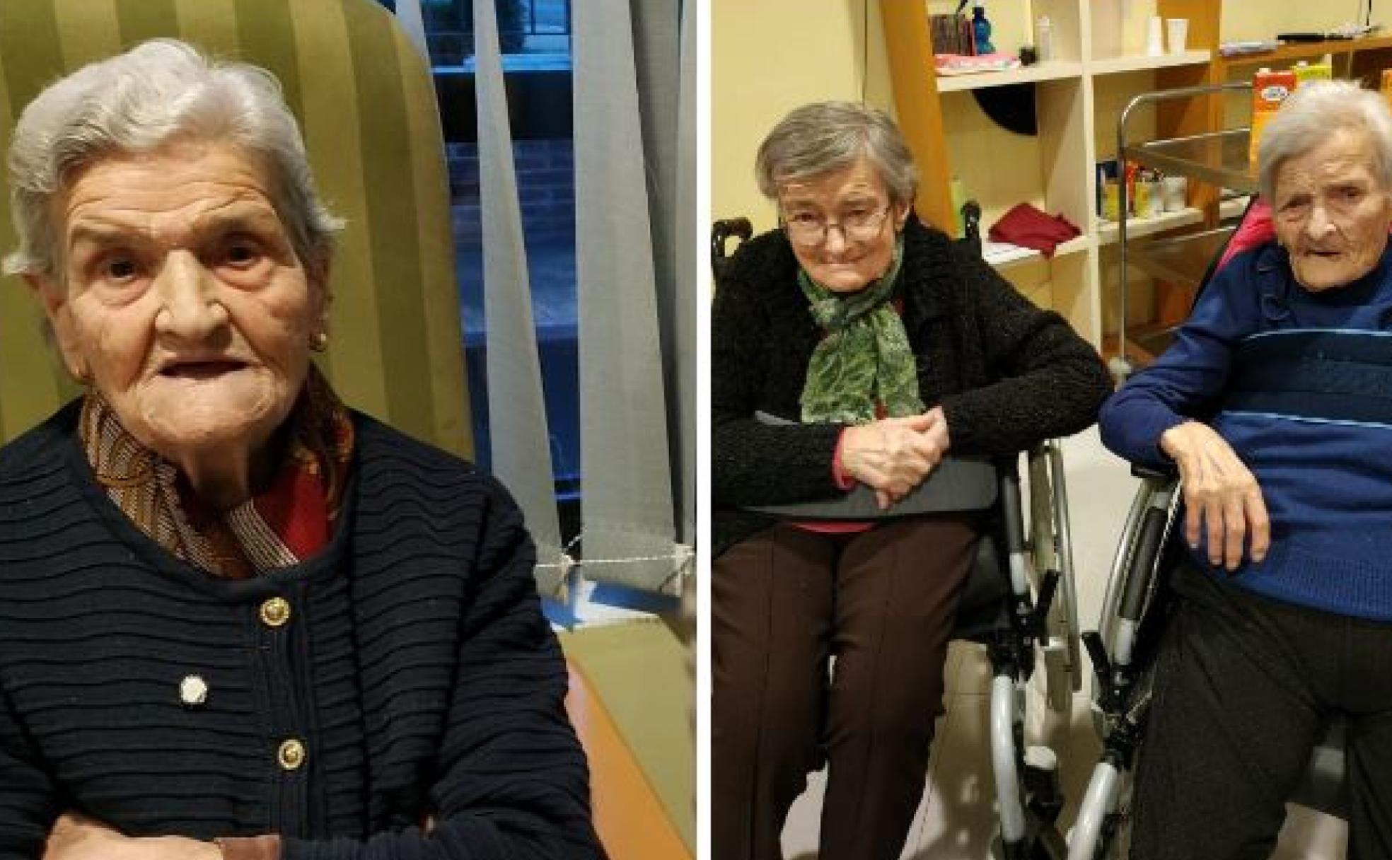 De izquierda a derecha, Martina, Valentina y Felisa Vidal Obregón, hermanas de 93, 100 y 97 años, respectivamente.
