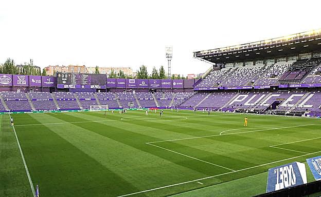 El estadio, sin público en las gradas durante el Real Valladolid-Celta. 