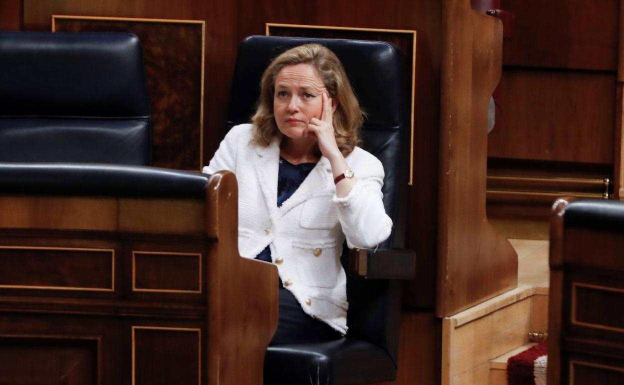 Nadia Calviño, en el Congreso de los Diputados.