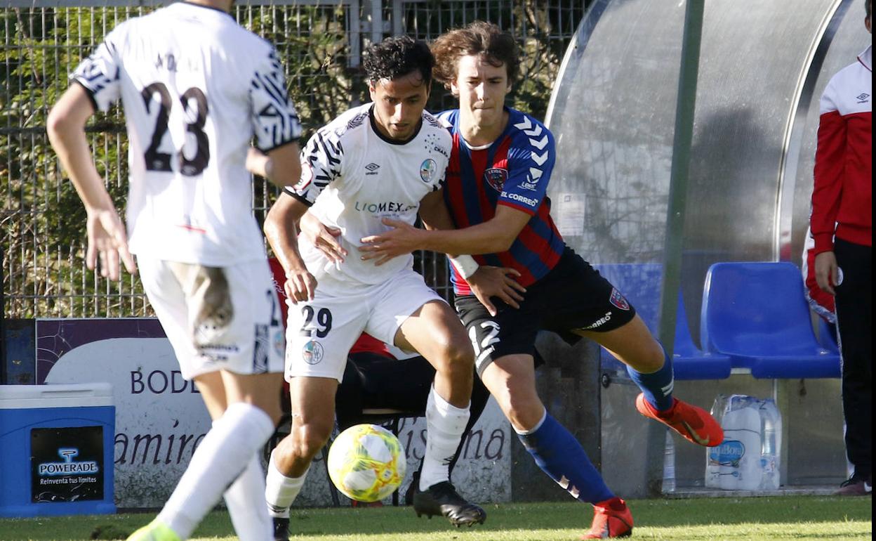 Javi Medina, con el 29, en un partido del Salamanca CF UDS. 