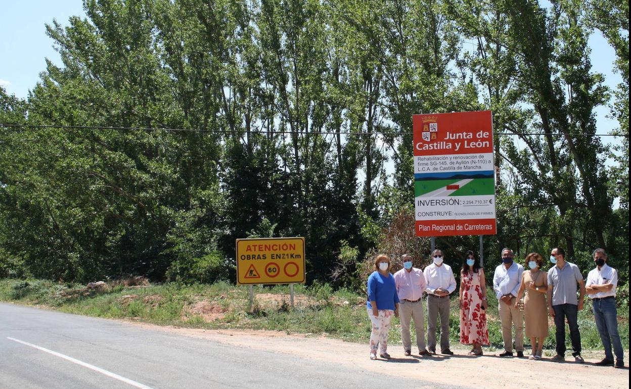 Visita a las obras que se llevan a cabo en la carretera SG-145 entre Ayllón y el límite con la comunidad machega. 