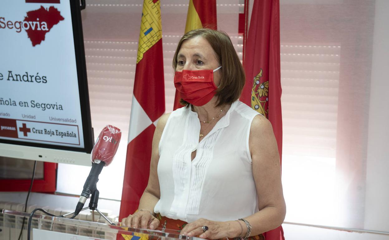 María Teresa Fuentetaja, en la toma de posesión como nueva presidenta de Cruz Roja Española en Segovia.