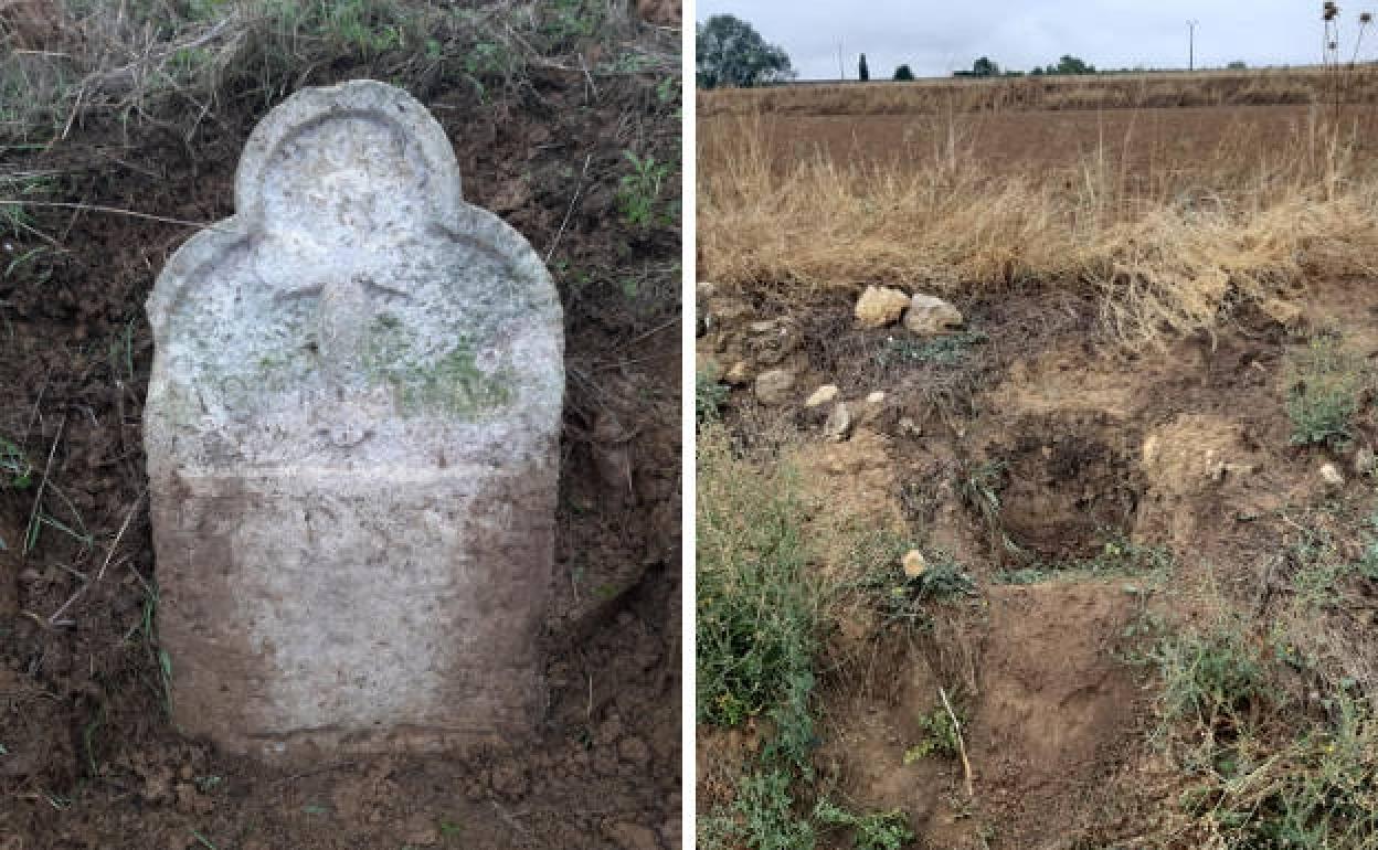 A la izquierda, la estela desaparecida. A la derecha, el hueco que ha dejado.