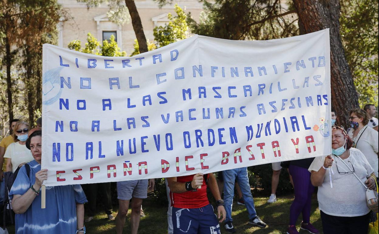Manifestación en Madrid contra el uso de la mascarilla.