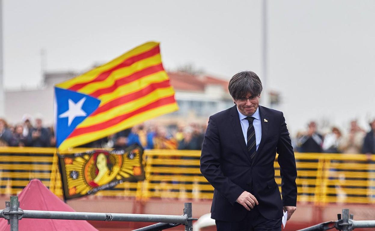 Carles Puigdemont, en un acto en Perpiñán el pasado mes de febrero. 