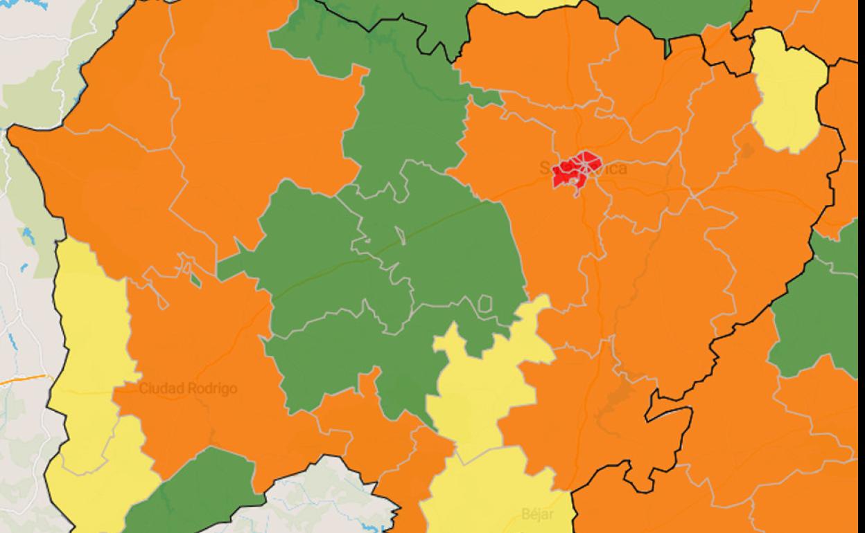 La Junta impone el color rojo a las zonas de salud de Salamanca capital en su mapa del coronavirus