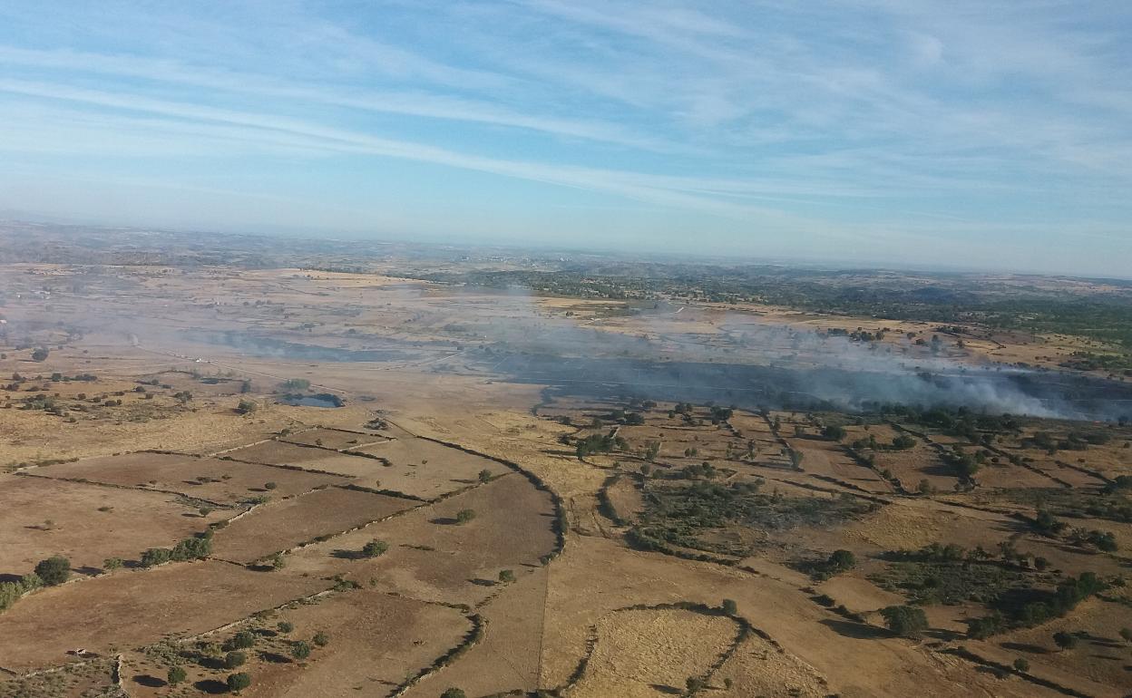 Imagen aérea de la zona del incendio.