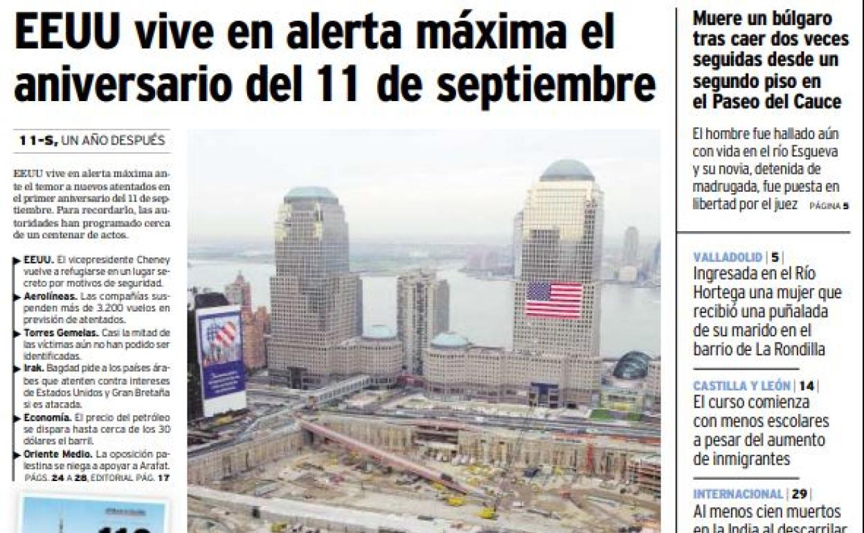 Portada de El Norte de Castilla del 11 de septiembre de 2002. 