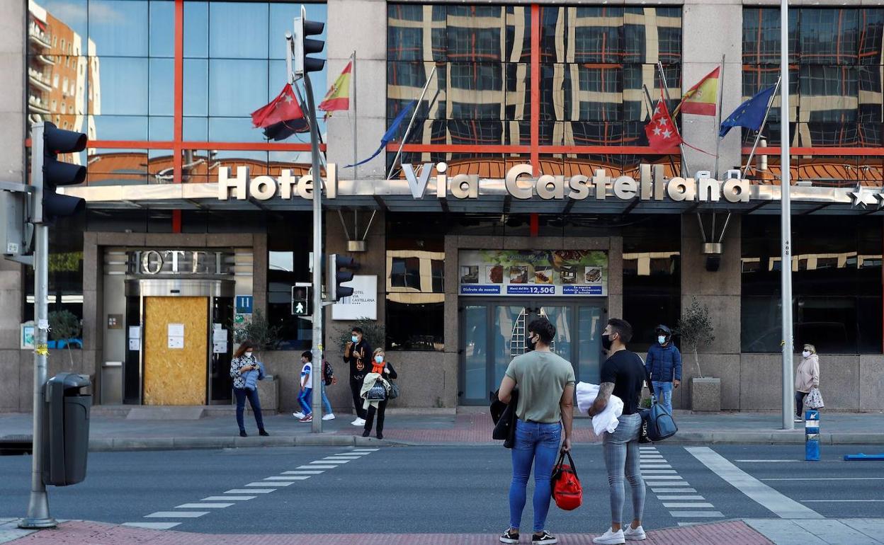 Hotel Vía Castellana en Madrid, uno de los hoteles medicalizados para enfermos de la covid-19.