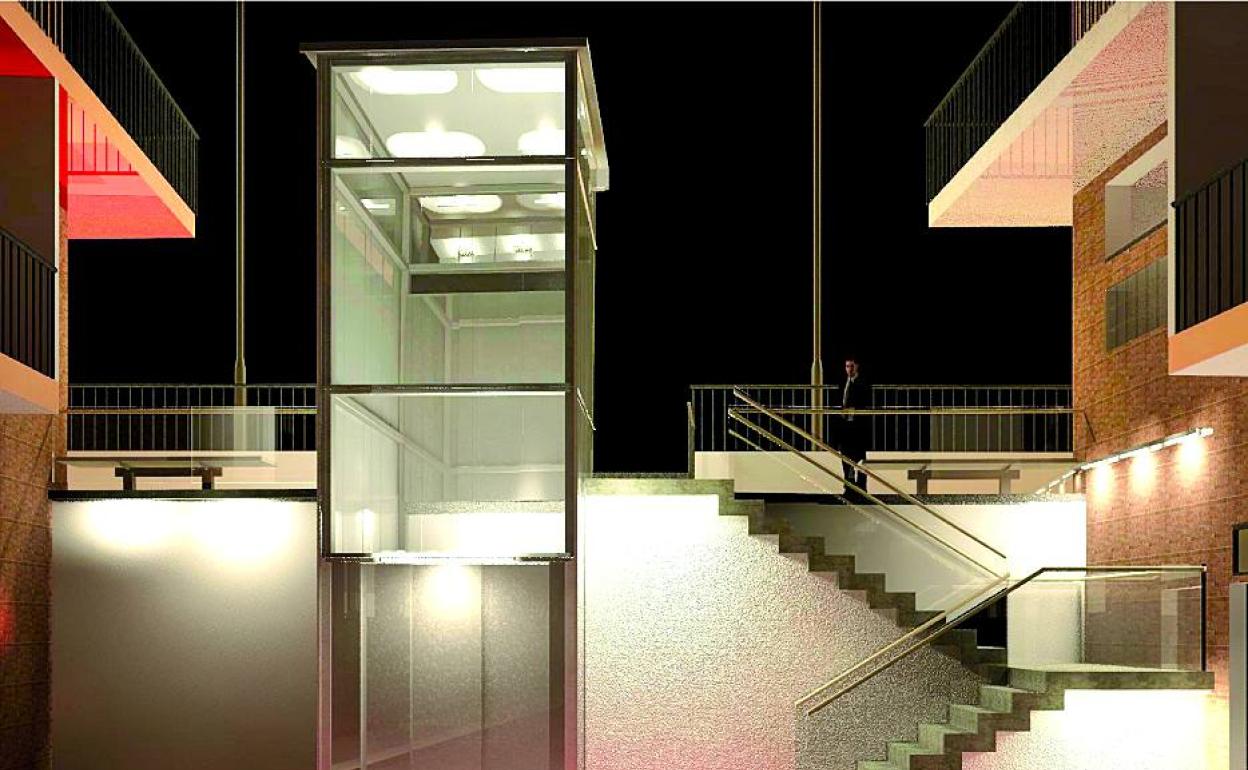 Infografía de los ascensores que se instalarán en el barrio de San Isidro.