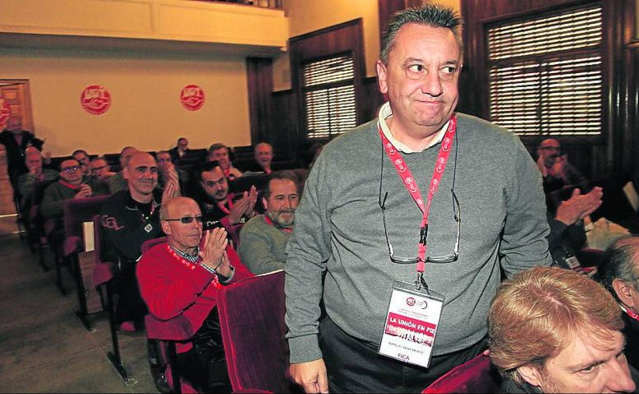 Manuel Sanz, cuando salió elegido secretario general de la unión provincial de UGT en Segovia, en febrero del año 2017. 