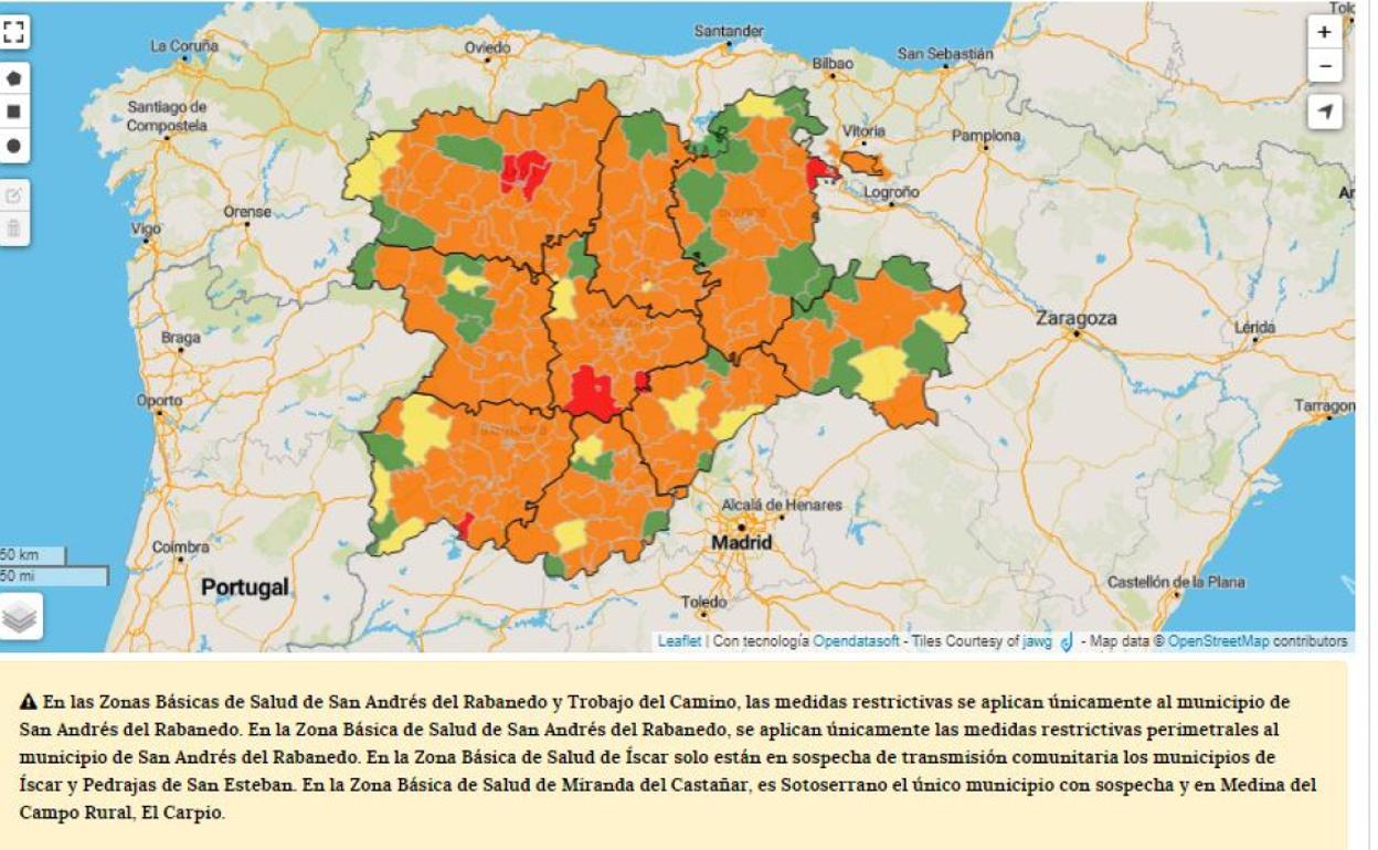 Uno de los mapas del portal de la Junta de Castilla y León. 