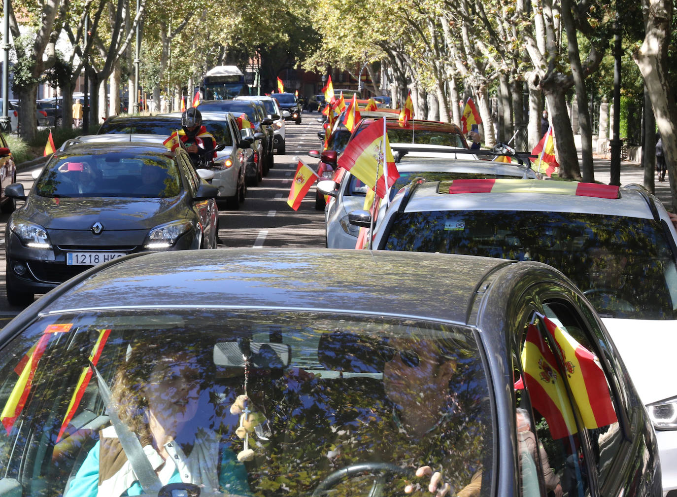 Fotos: Manifestación en Valladolid con motivo de la Fiesta Nacional