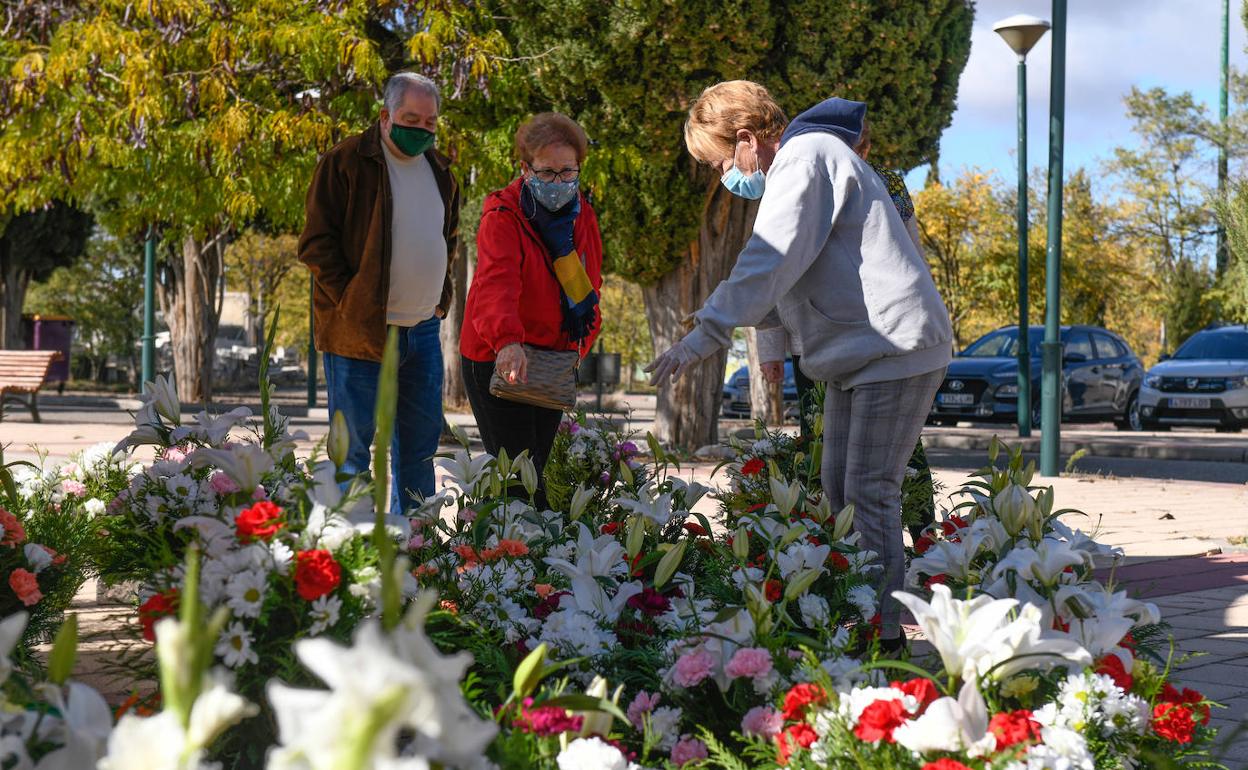 Los floristas de los puestos del cementerio de El Carmen venden flores de cara al Día de Todos los Santos