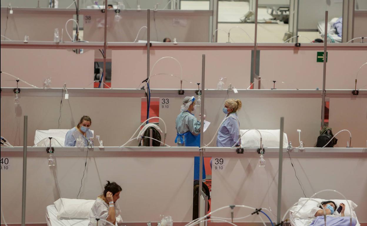 Hospital instalado en el recinto feriual de Madrid en la primera oleada de la pandemia.