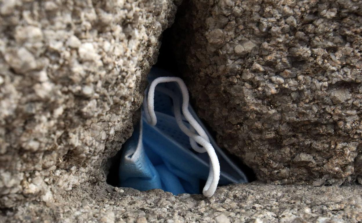 Mascarilla, entre los sillares del Acueducto. 