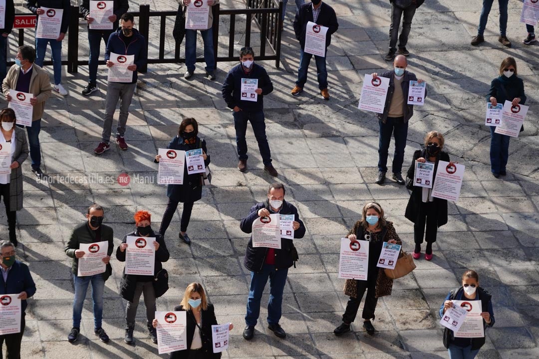 Concentración de autónomos en la Plaza Mayor de Salamanca